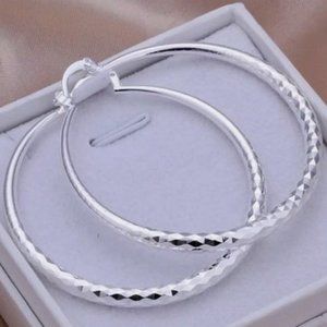 Silver plated Round Hoop Earrings